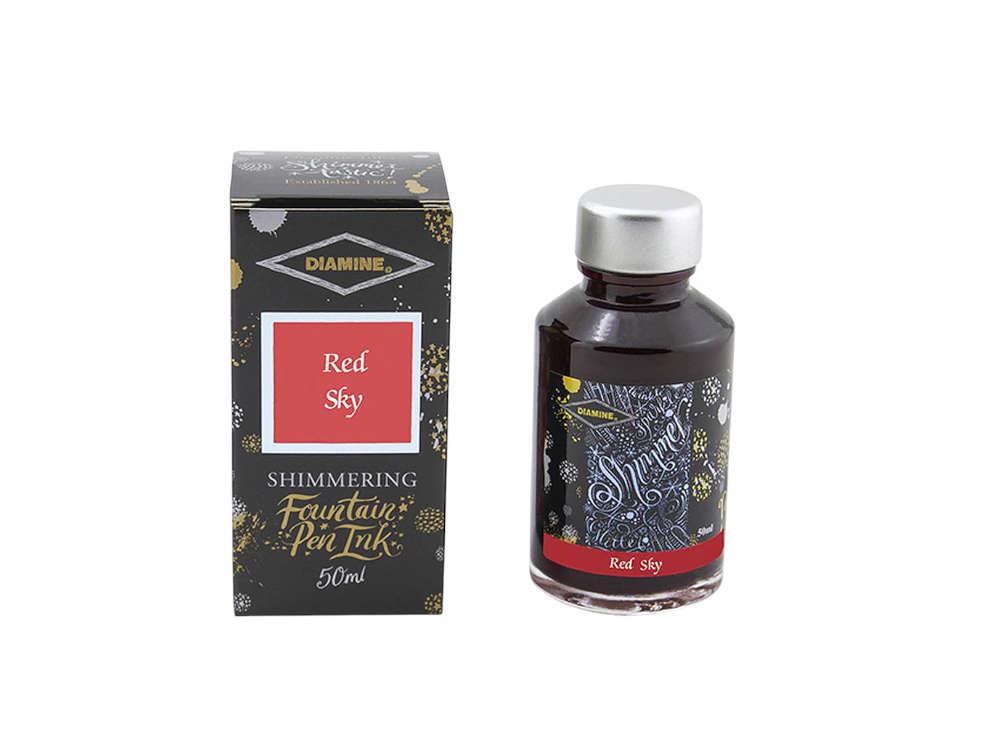 Diamine Tintenfass, 50ml, Red Sky, Shimmer