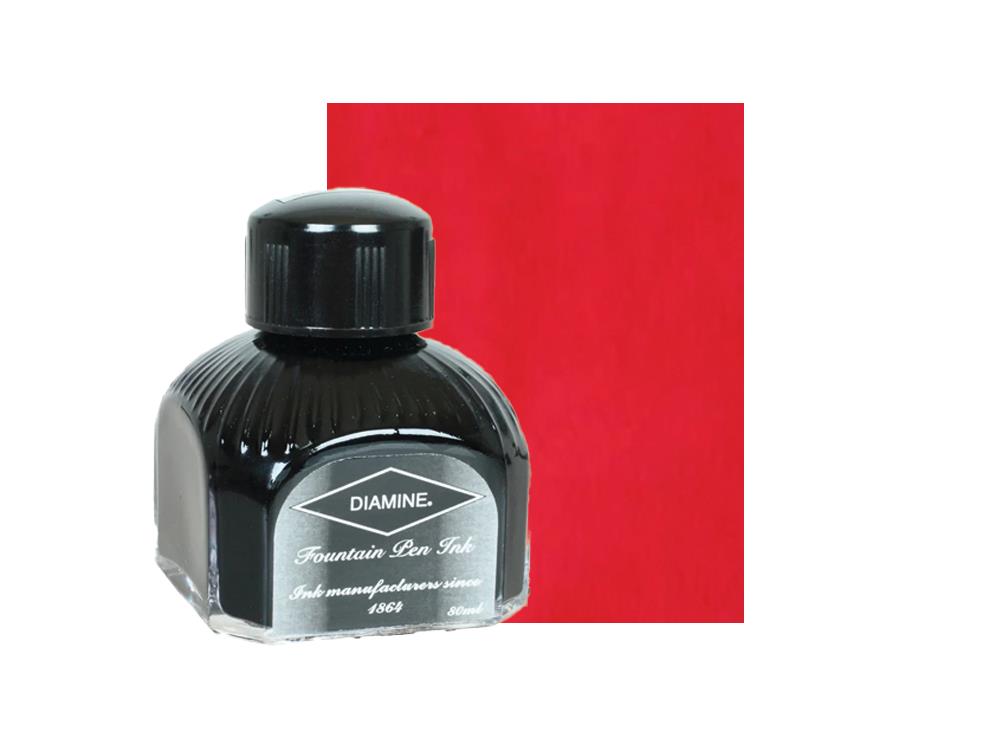 Diamine Tintenfass Scarlet, 80ml Italianische Glass Flasche
