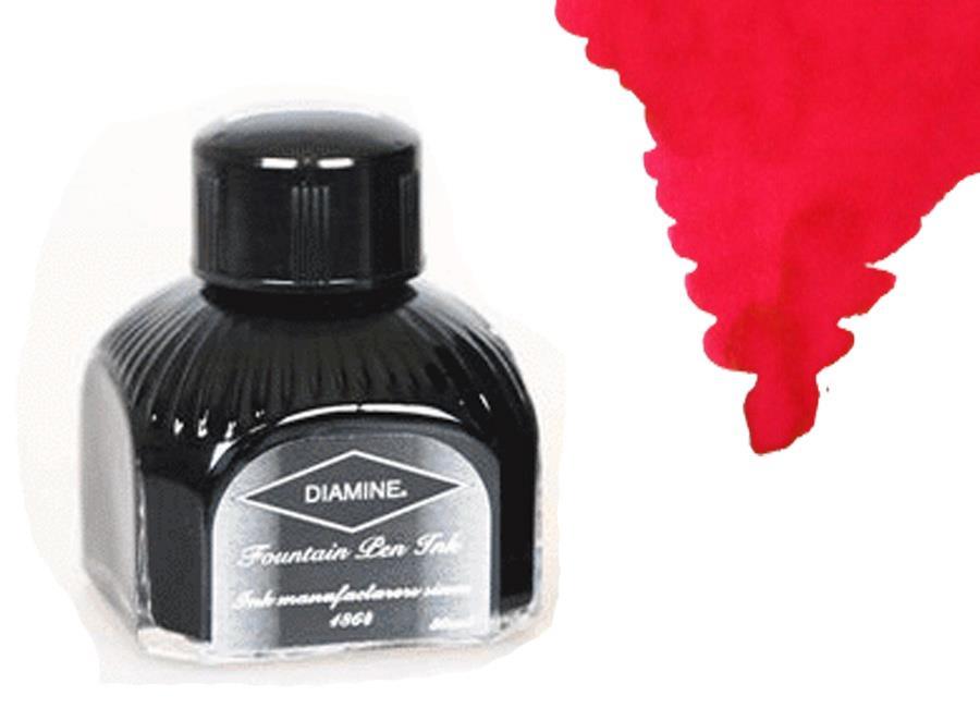 Diamine Tintenfass Scarlet, 80ml Italianische Glass Flasche
