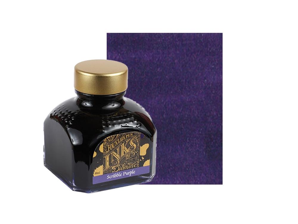 Diamine Tintenfass Scribble Purple, 80ml, Italianische Glass Flasche