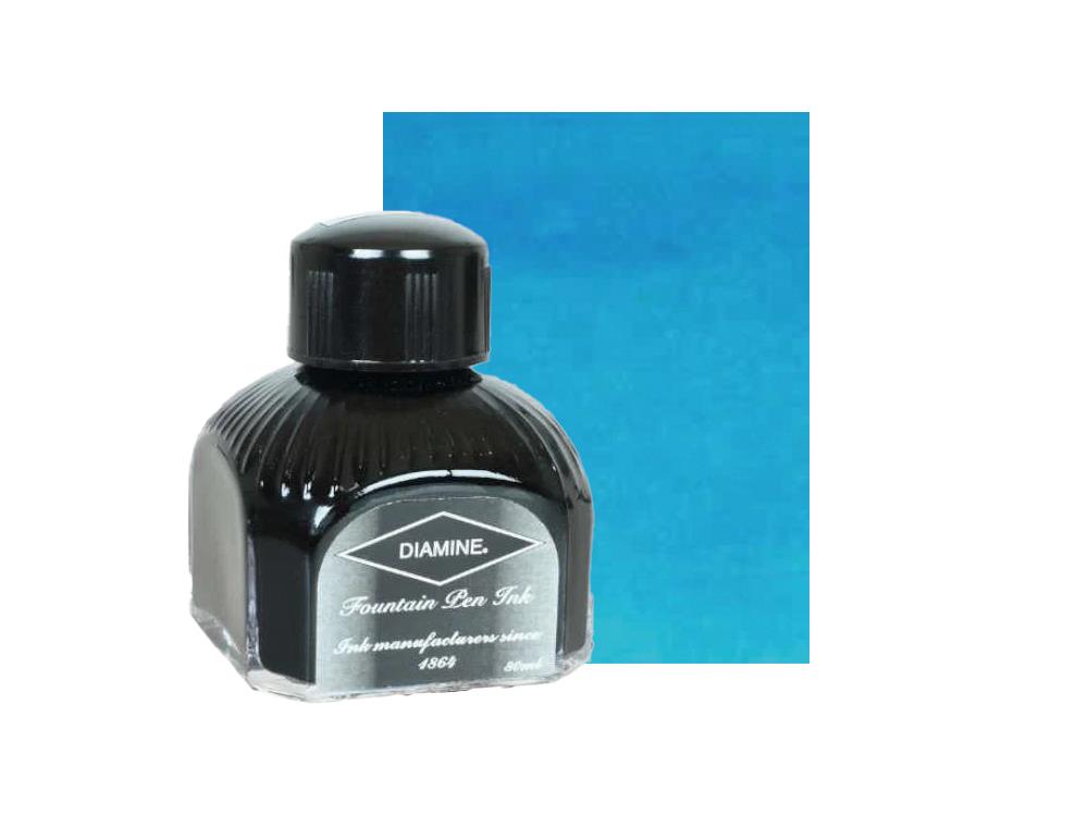 Diamine Turquoise Tintenfass, 80ml., Italianische Glass Flasche