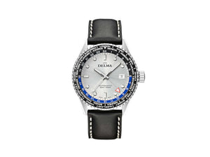 Delma Diver Cayman Worldtimer Automatik Uhr, Silber, 42 mm, 41601.710.6.061