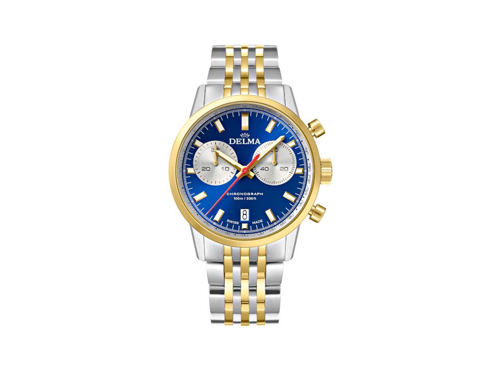 Delma Racing Continental Quartz Uhr, Ronda Z50, Blau, 42 mm, 52701.704.6.041