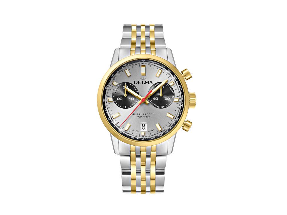 Delma Racing Continental Quartz Uhr, Ronda Z50, Silber, 42 mm, 52701.704.6.061