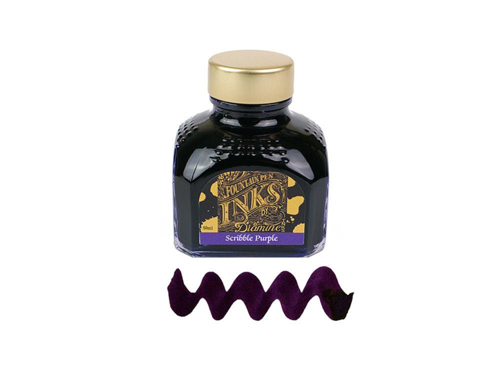 Diamine Tintenfass, 80ml., Violett, Italianische Glass Flasche