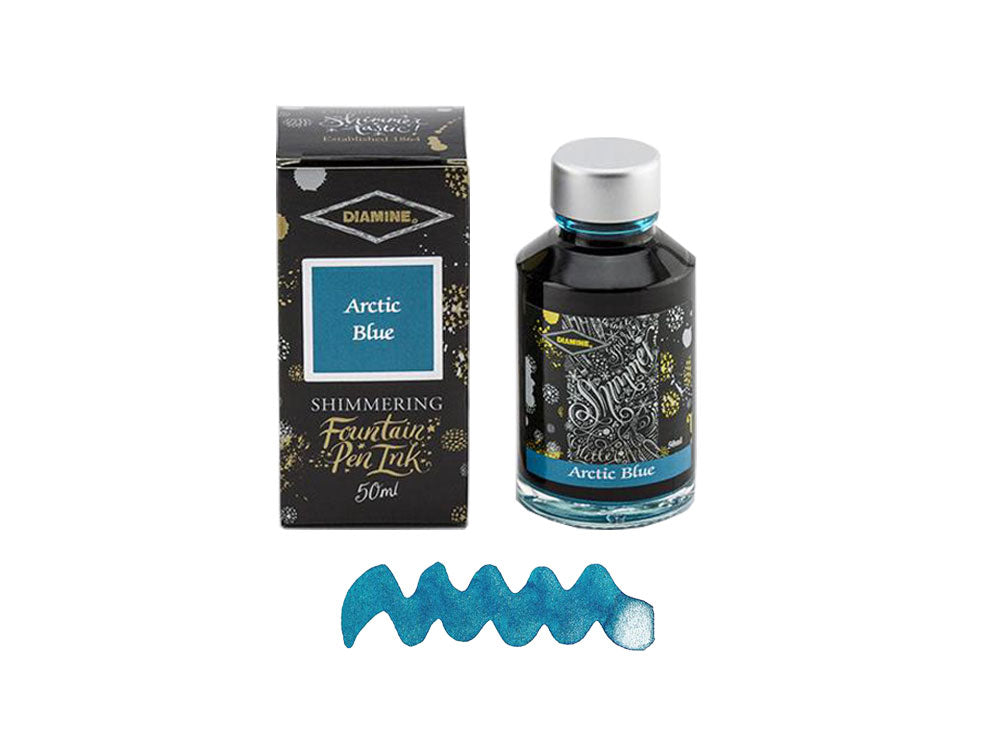 Diamine Shimmering Arctic Blue Tintenfass, 50ml., Glass