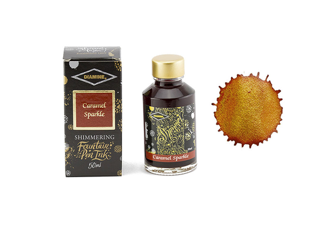Diamine Shimmering Caramel Sparkle Tintenfass, 50ml, Braun, Glass