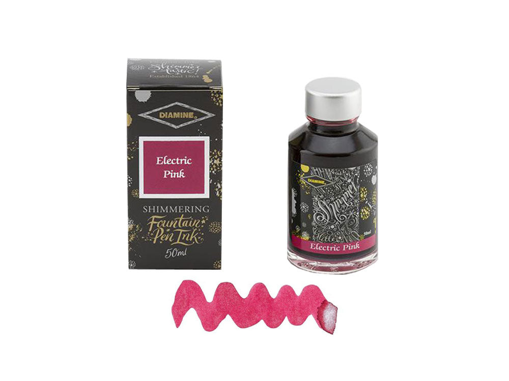 Diamine Shimmering Tintenfass, 50ml., Electric Pink, Glass