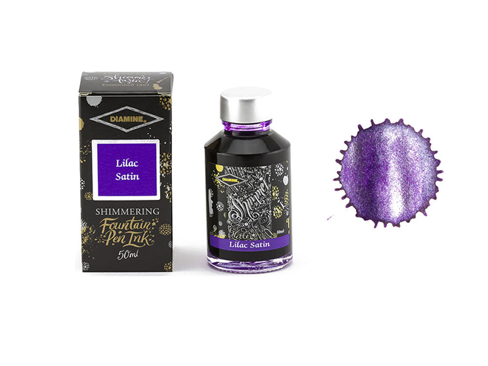 Diamine Shimmering Lilac Satin Tintenfass, 50ml, Violett, Glass