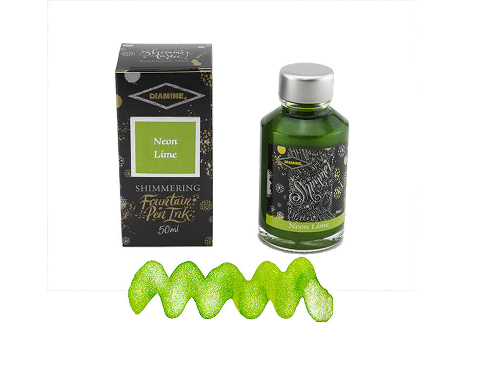 Diamine Shimmering Neon Lime Tintenfass, 50ml., Glass