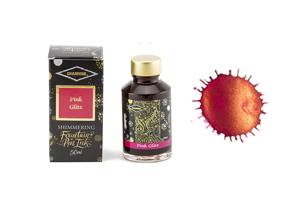 Diamine Shimmering Pink Glitz Tintenfass, 50ml, Rose, Glass