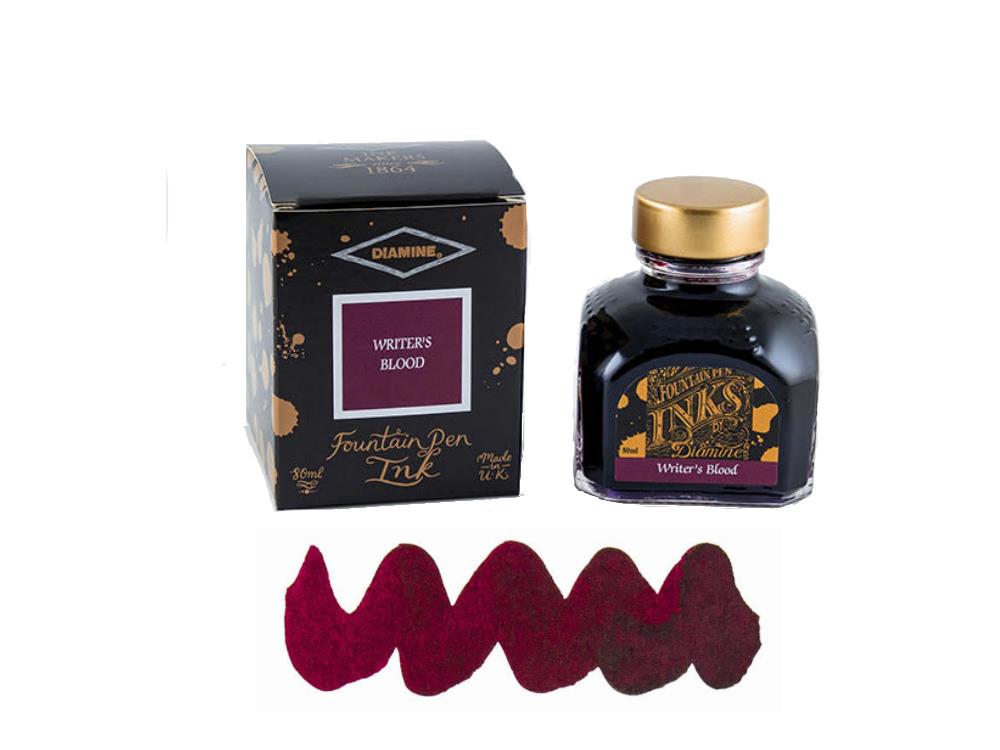 Diamine Writers Blood Tintenfass, 80ml., Rot, Glass