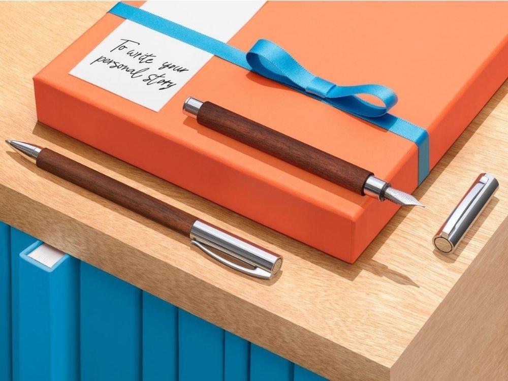 Faber-Castell Ambition Nogal Füllfederhalter, Holz, Braun, Metal, 148580