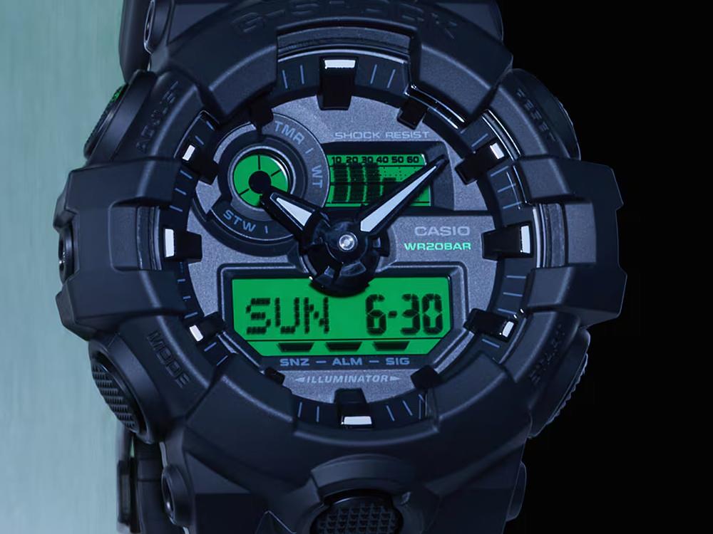 G-SHOCK Casio Classic Quartz Uhr, Harz, Schwarz, GA-700BEG-1AER