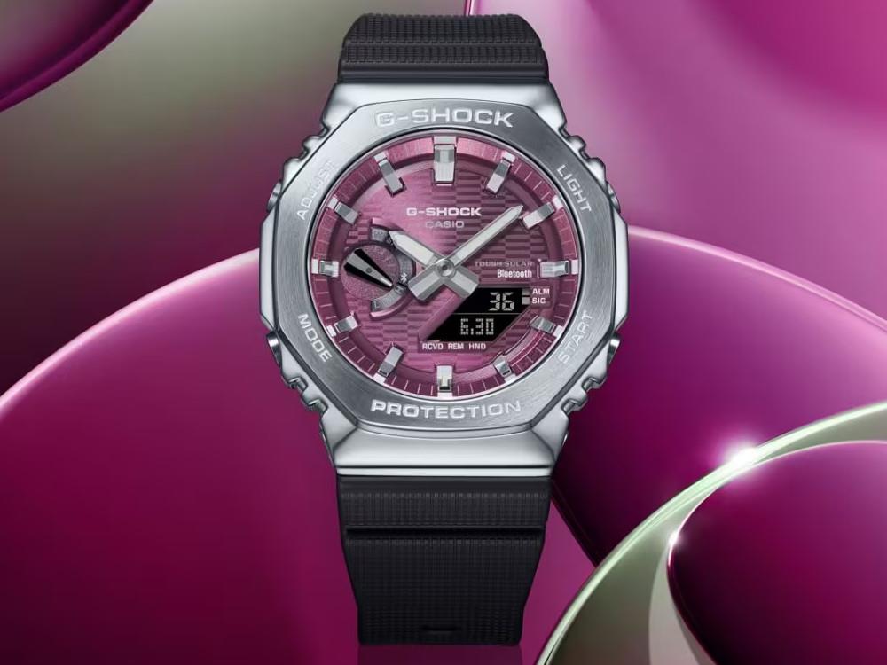 G-SHOCK Casio G-Steel Quartz Uhr, Bordeaux, 49.3mm × 44.4mm, GBM-2100A-4BER