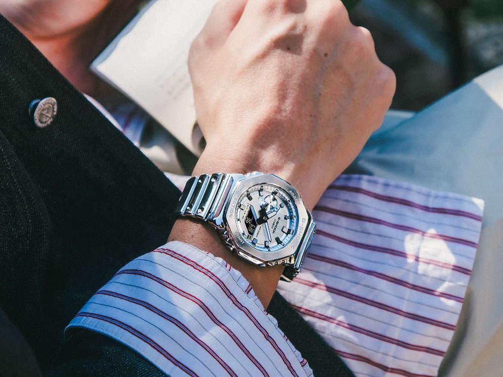 G-SHOCK Casio G-Steel Quartz Uhr, Harz, Silber, 49.3mm × 44.4mm, GM-2100YM-8AER