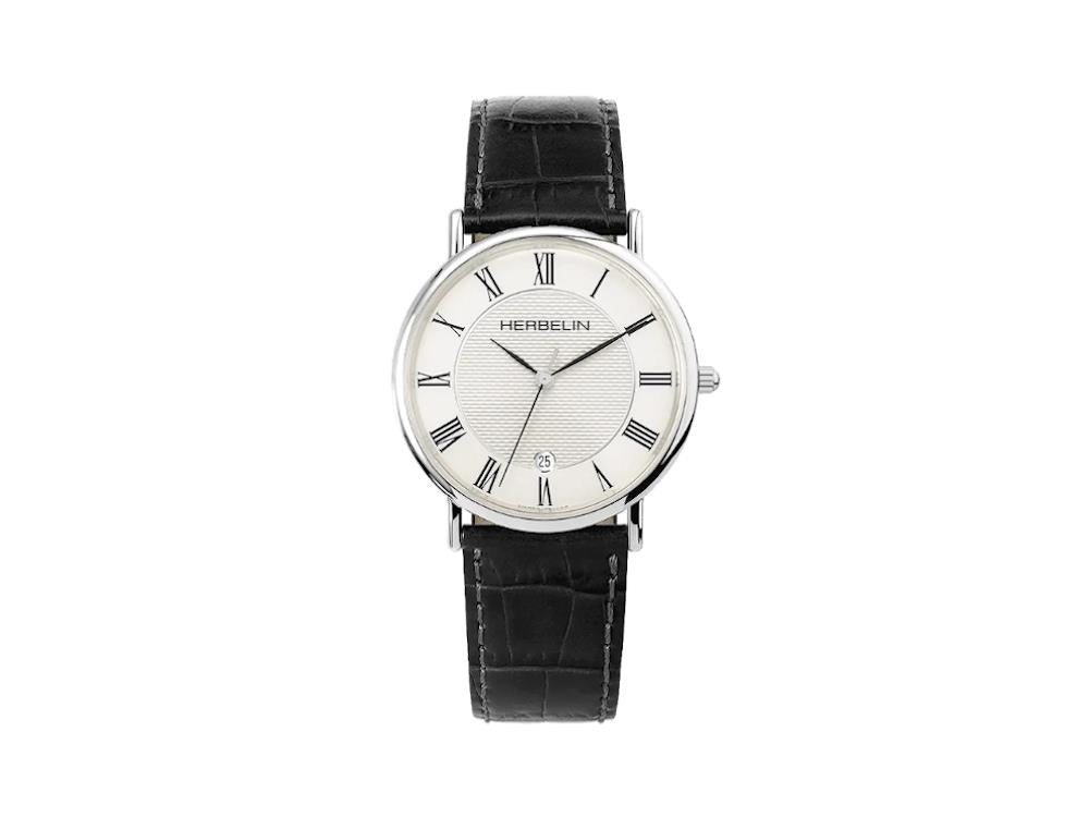 Herbelin Classique Quartz Uhr, Edelstahl 316L , Weiss, 12248AP08