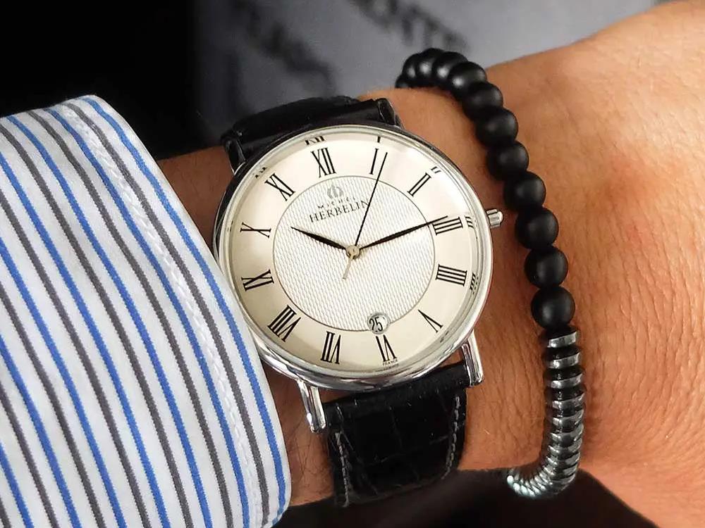 Herbelin Classique Quartz Uhr, Edelstahl 316L , Weiss, 12248AP08