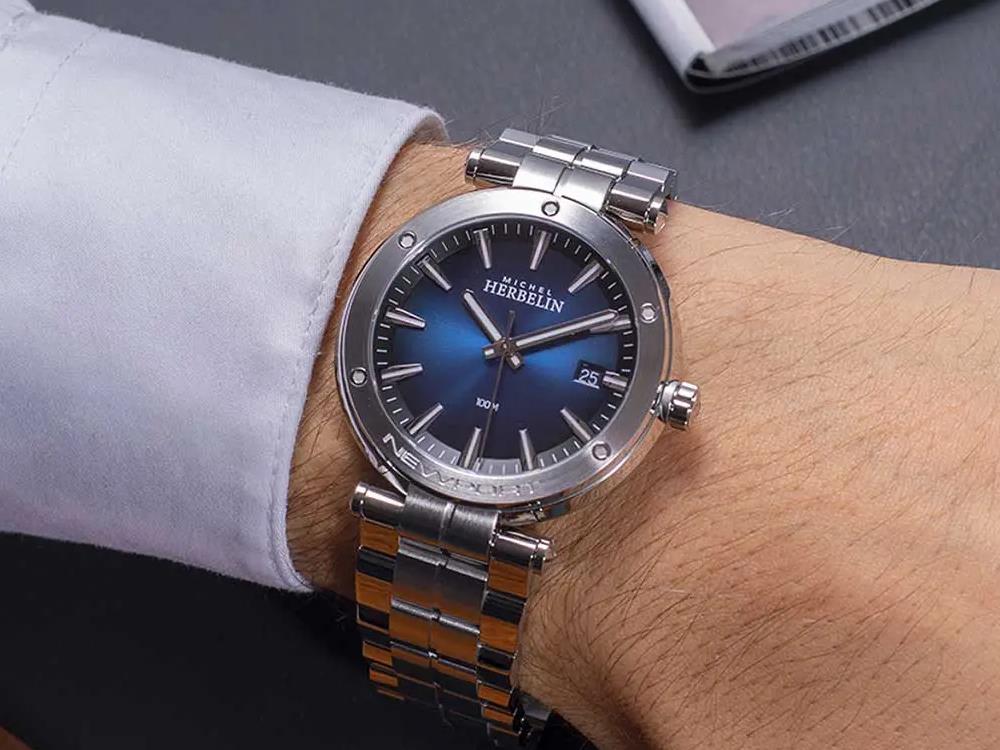 Herbelin Newport Quartz Uhr, Edelstahl 316L , Blau, 40.5 mm, 12288B15