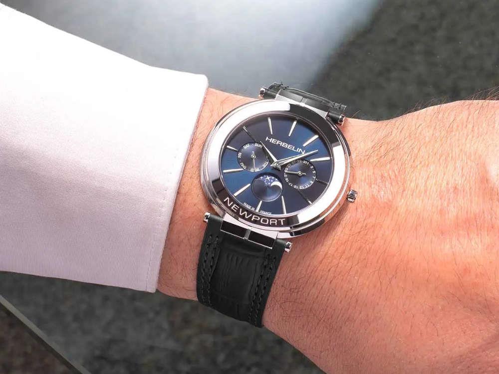 Herbelin Newport Slim Phase De Lune Quartz Uhr, 41.5 mm, 12722AP15