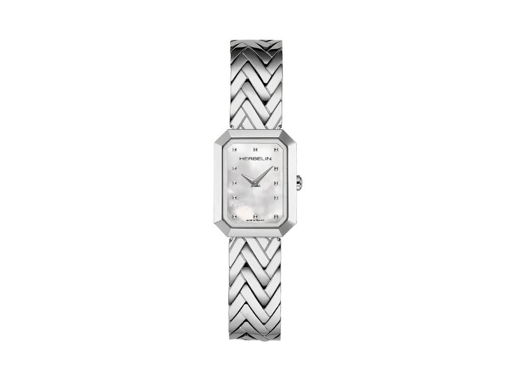 Herbelin Octogone Quartz Uhr, Edelstahl 316L , Weiss, 22 mm, 17446B19