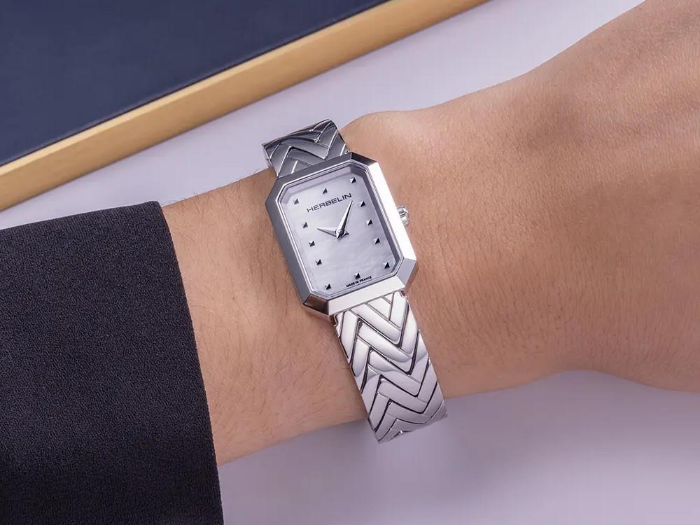 Herbelin Octogone Quartz Uhr, Edelstahl 316L , Weiss, 22 mm, 17446B19
