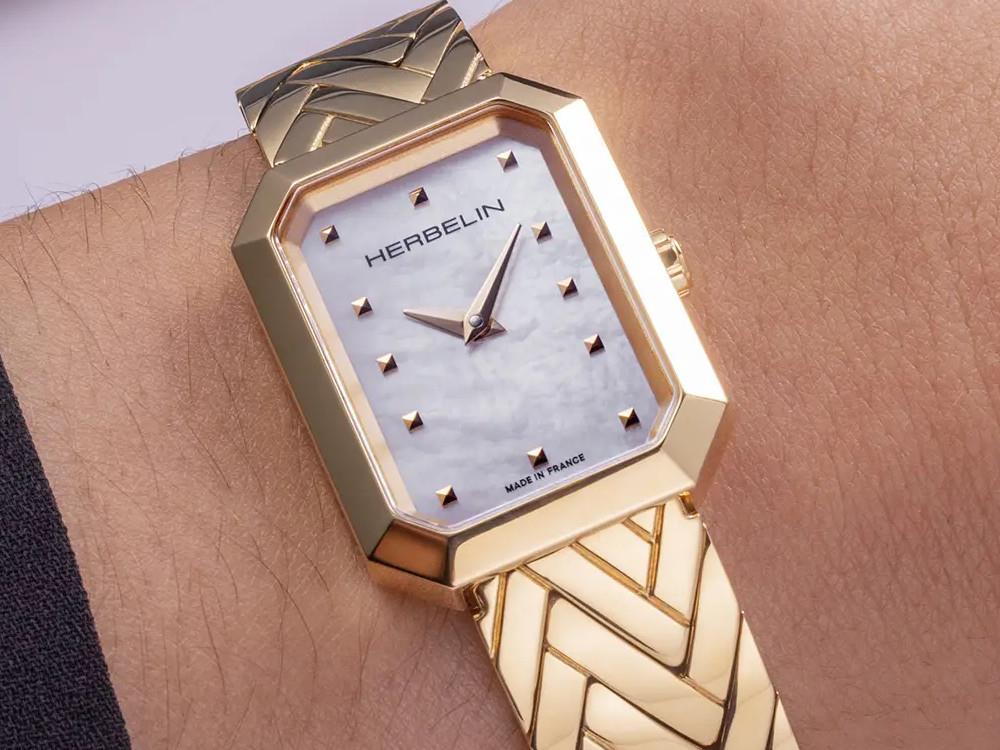 Herbelin Octogone Quartz Uhr, Edelstahl 316L , Weiss, 22 mm, 17446BP19