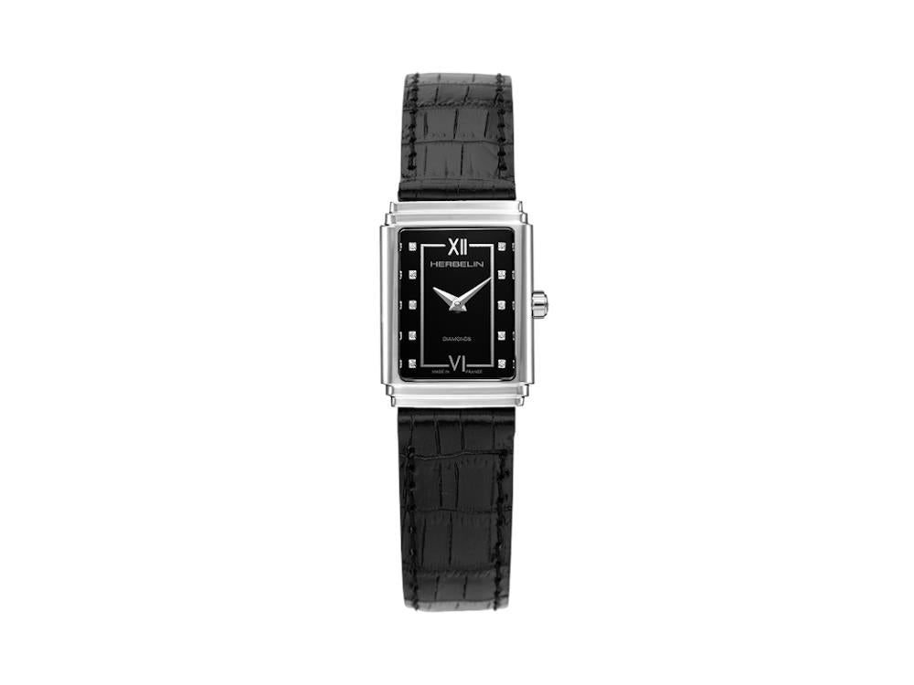Herbelin Art Déco 1925 Quartz Uhr, Schwarz, 29,5 mm, 17577AP84