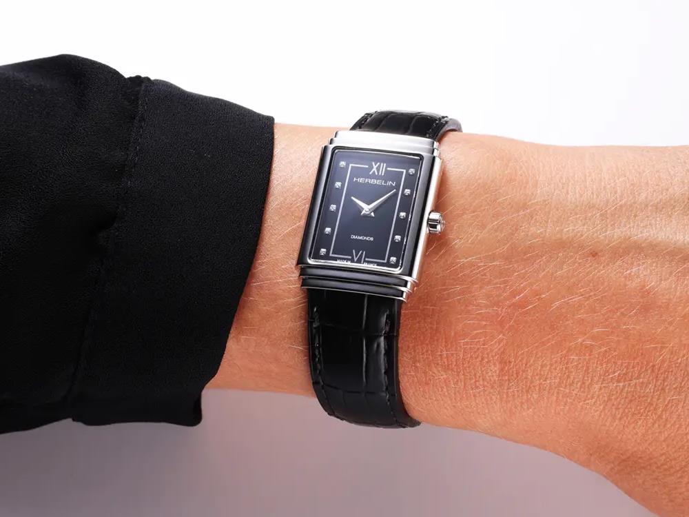 Herbelin Art Déco 1925 Quartz Uhr, Schwarz, 29,5 mm, 17577AP84