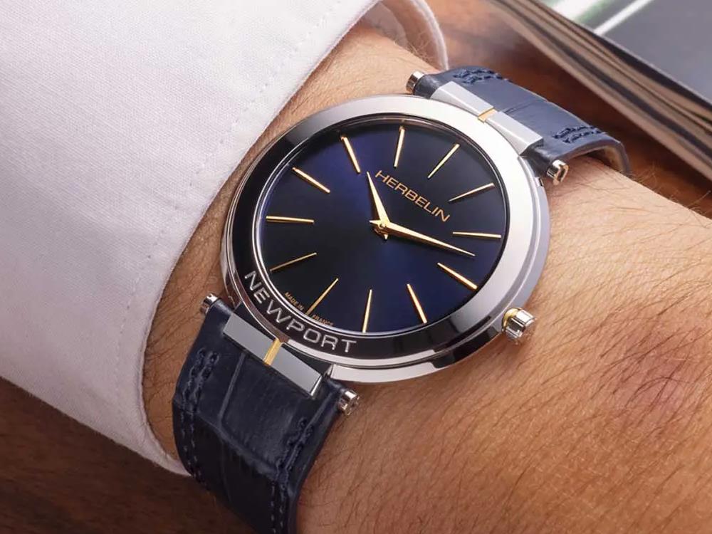 Herbelin Newport Slim Quartz Uhr, Blau, 40 mm, 19522T15BL