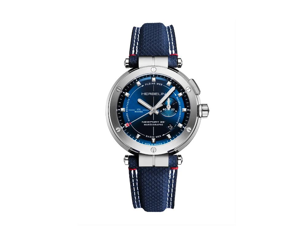 Herbelin Newport Maréographe Quartz Uhr, Blau, 43 mm, 24688A15