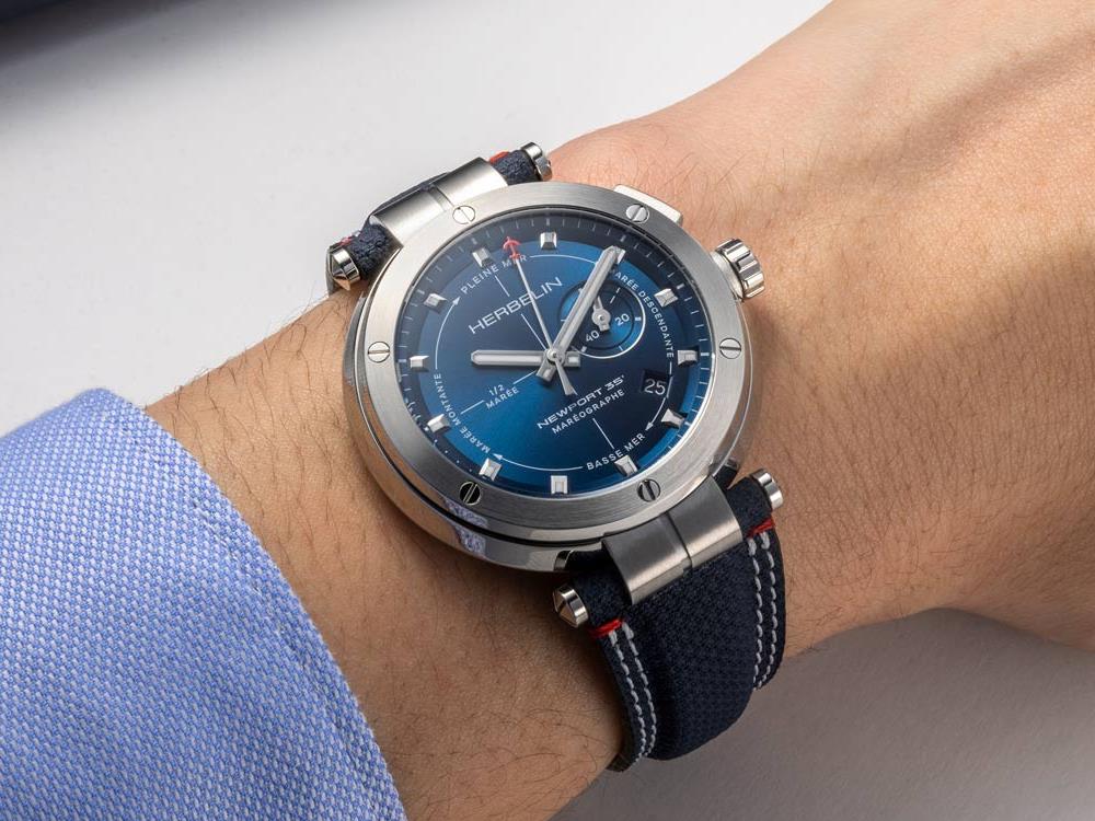 Herbelin Newport Maréographe Quartz Uhr, Blau, 43 mm, 24688A15
