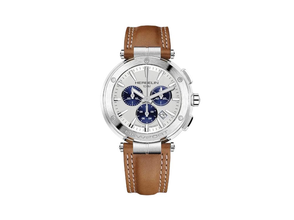 Herbelin Newport Chrono Quartz Uhr Weiss 43 mm 37688A42GD Iguana Sell DE