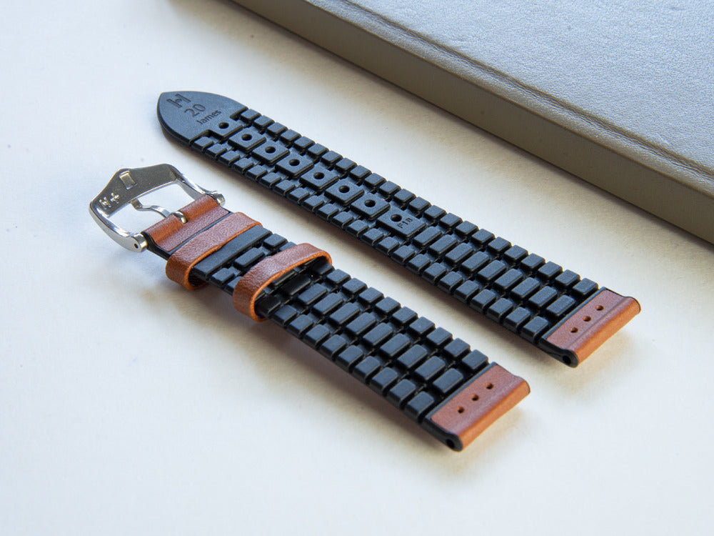 Hirsch Heavy Calf Kalbsleder Band, Braun, Weiss, 22 mm, 01475010-2-22