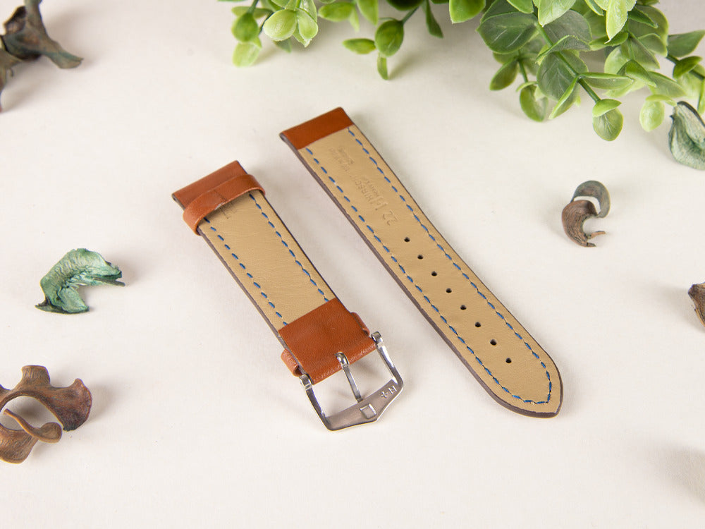 Hirsch Heavy Calf Kalbsleder Band, Goldbraun, Weiss, 22 mm, 01475070-2-22