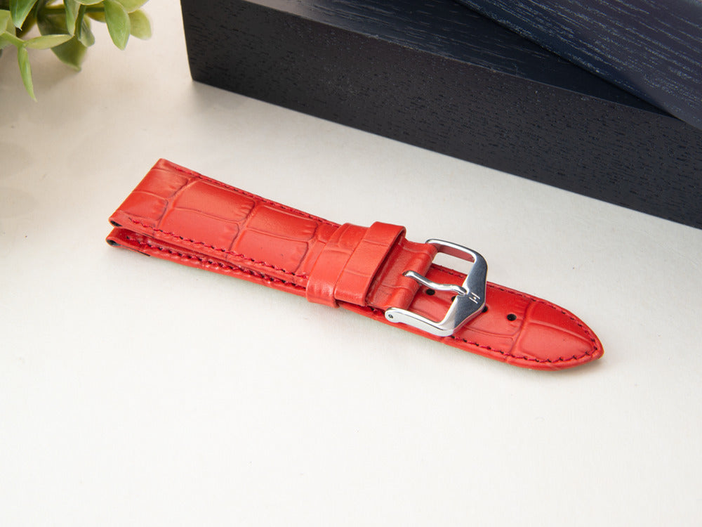 Hirsch Louisianalook Leder mit Prägedruck Band, Leder, Rot, 22 mm, 03427120-2-22