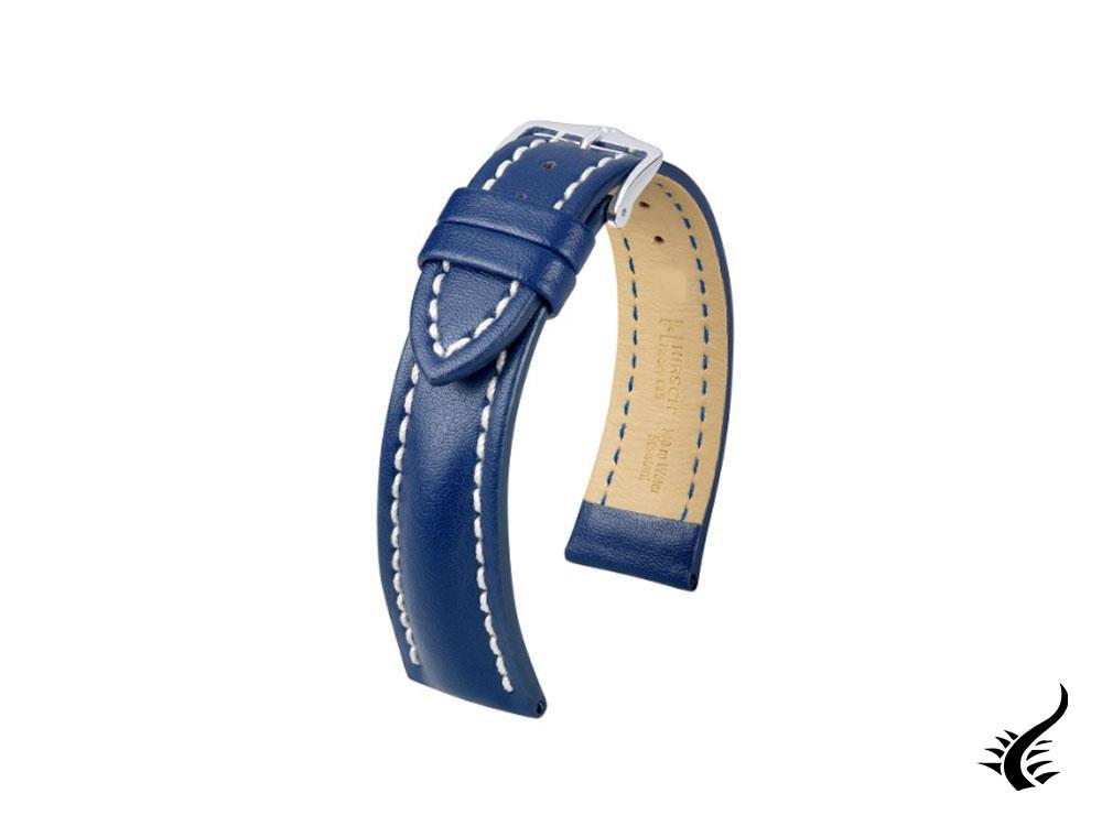 Hirsch Heavy Calf Kalbsleder Band, Blau, Weiss, 24 mm, 01475080-2-24
