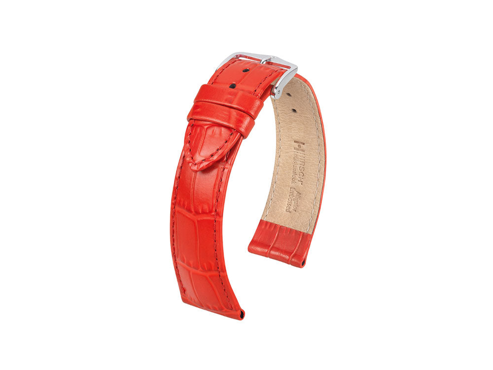 Hirsch Louisianalook Leder mit Prägedruck Band, Leder, Rot, 22 mm, 03427120-2-22