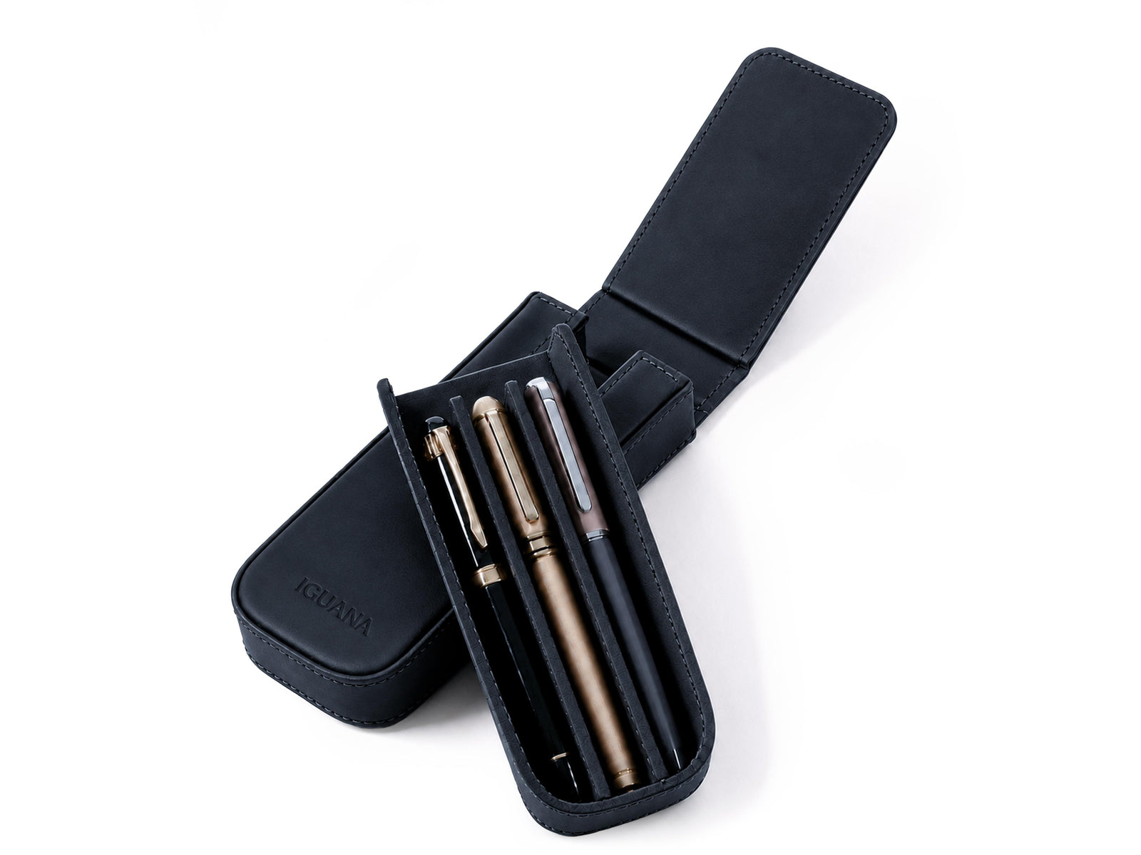 Iguana Stifteetui Schwarz für 3 Schreibaufgaben, PEN-CASE-BLACK-3
