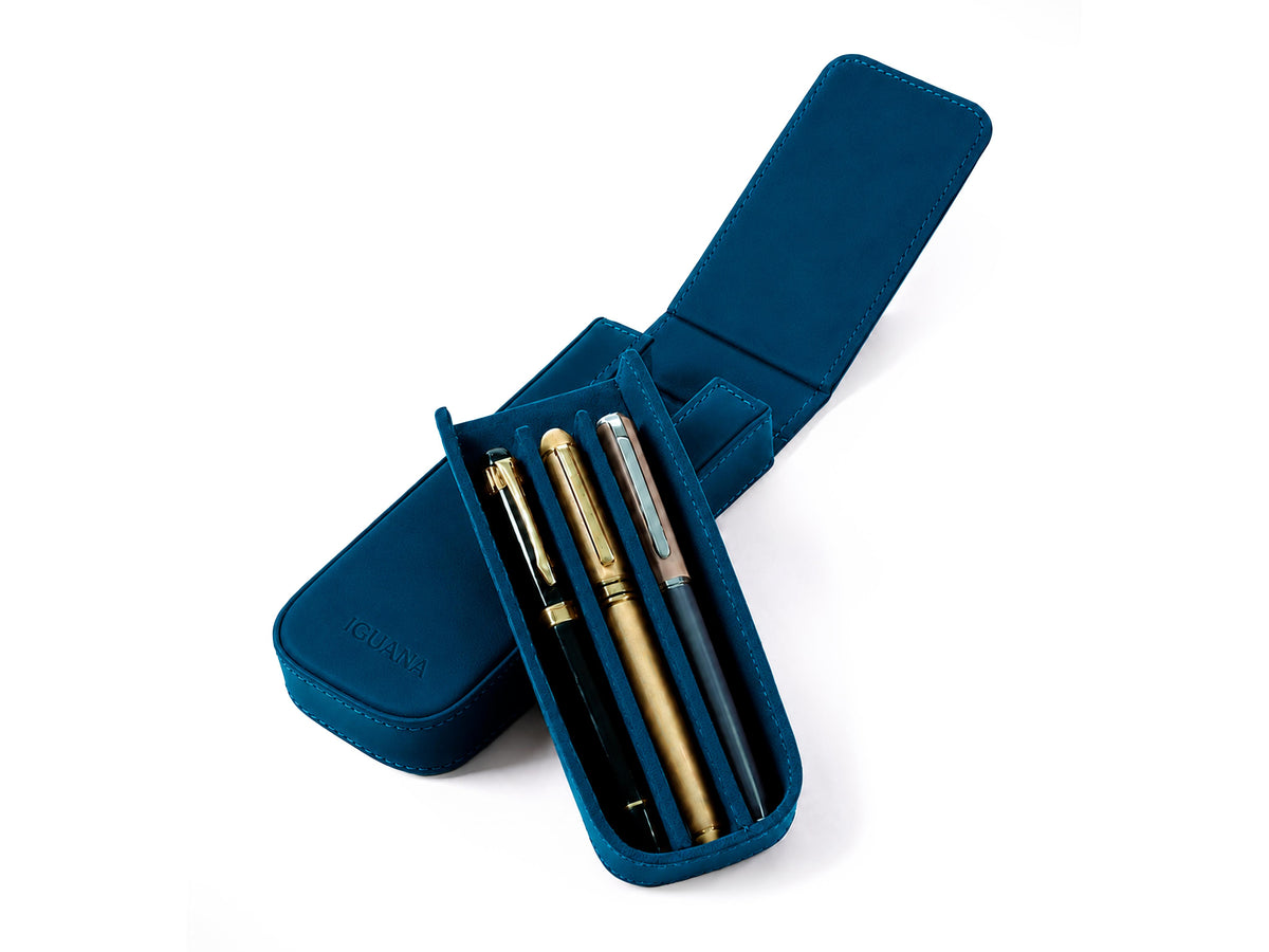 Iguana Stifteetui Blau für 3 Schreibaufgaben, PEN-CASE-BLUE-3