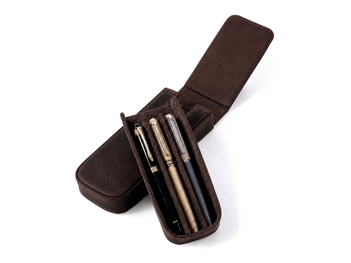 Iguana Stifteetui Braun für 3 Schreibaufgaben, PEN-CASE-BROWN-3