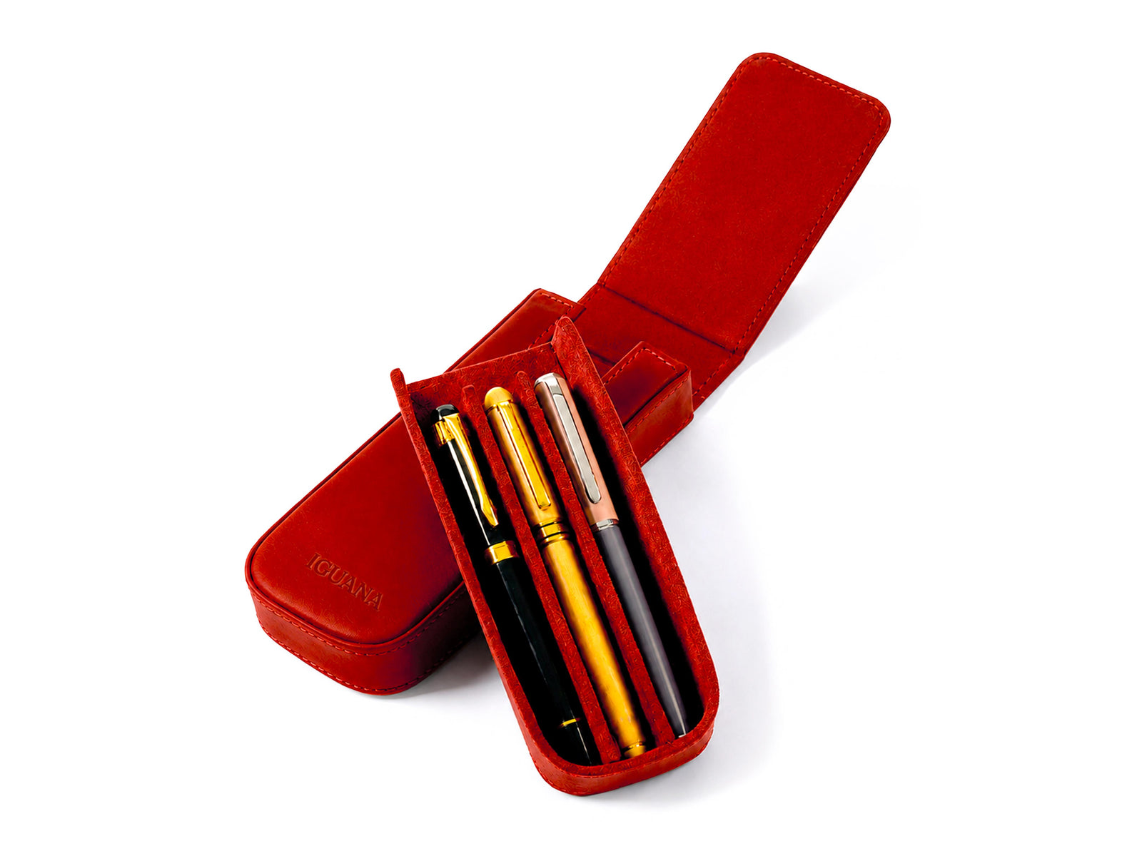 Iguana Stifteetui Rot für 3 Schreibaufgaben, PEN-CASE-RED-3