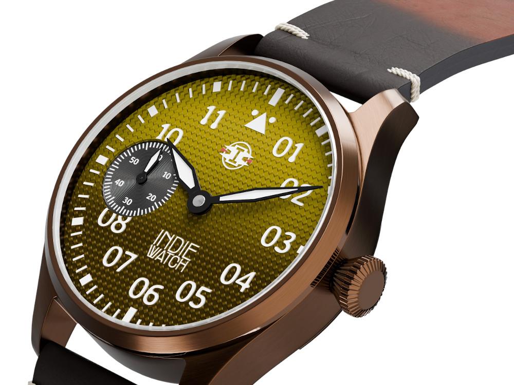 Indie Watch Swell Automatik Uhr, PVD Bronze, Gelb, 42 mm, 257BB