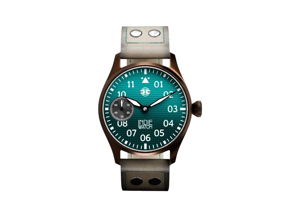 Indie Watch Swell Automatik Uhr, PVD Bronze, Hellblau, 42 mm, 257HB
