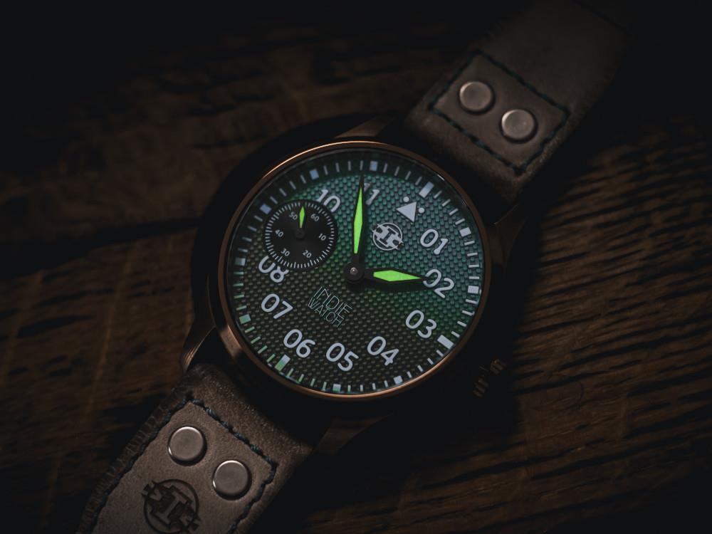 Indie Watch Swell Automatik Uhr, PVD Bronze, Hellblau, 42 mm, 257HB