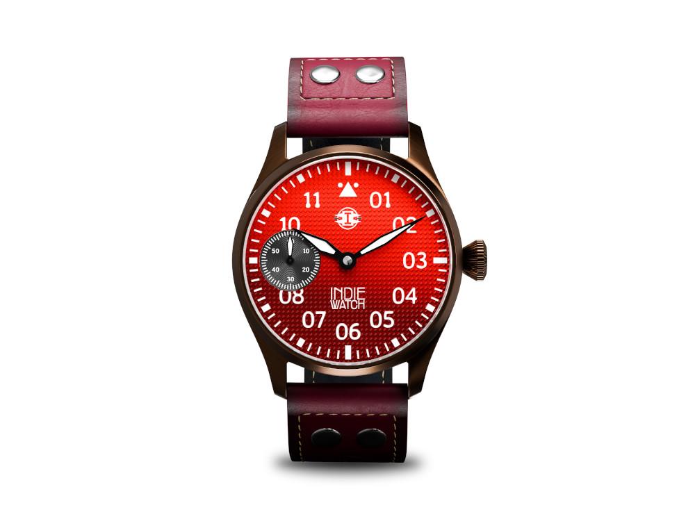 Indie Watch Swell Automatik Uhr, PVD Bronze, Rot, 42 mm, 257YB