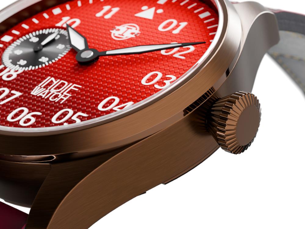 Indie Watch Swell Automatik Uhr, PVD Bronze, Rot, 42 mm, 257YB