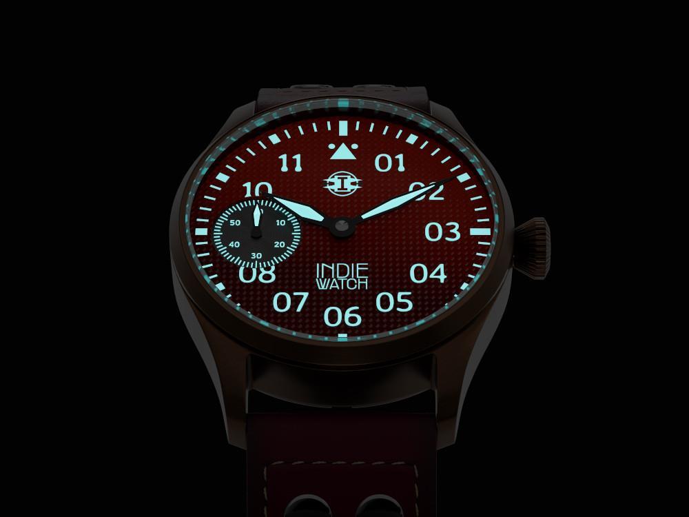 Indie Watch Swell Automatik Uhr, PVD Bronze, Rot, 42 mm, 257YB