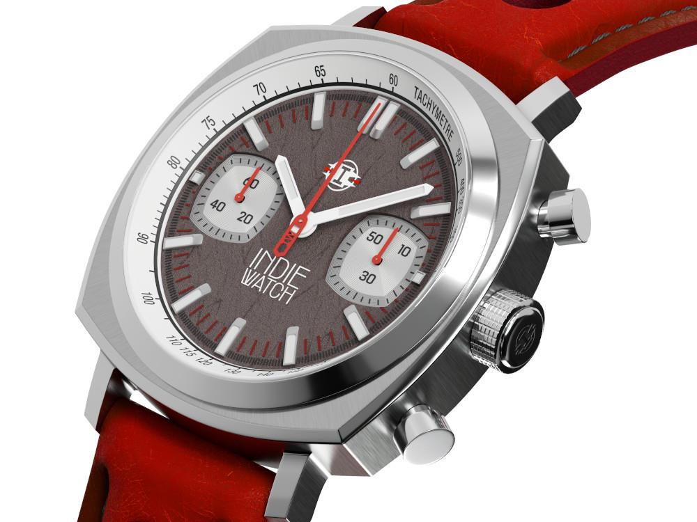 Indie Watch Strum Quartz Uhr, Sonnenschliff, 42 mm, Chronograph, 521B