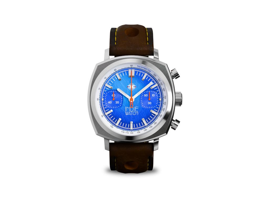 Indie Watch Strum Quartz Uhr, Blau, 42 mm, Chronograph, 521K